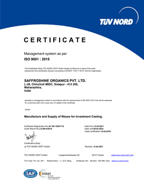 TUV NORD Certificate
